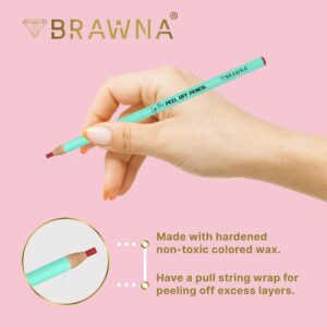 BRAWNA [ Upgrated Version ] 12 Lip Pro Pencils for Lip & Brow Mapping with Sharpener Blades - PMU Supplies - Red