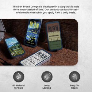 The Man Brand Solid Cologne Sample Set with Aspen Solid Perfume, Woodsman Solid Cologne, Steel, and Life of the Party Cologne - (Fellowship Solid Cologne Man Sampler Pack - 4 Pack - 0.75 oz each)