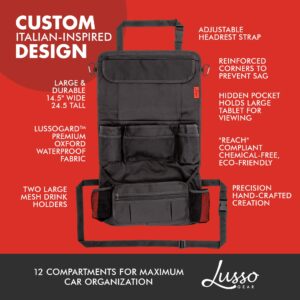 Lusso Gear "Toddler Travel Time Bundle - Gray - Kids Travel Tray, Back Seat Organizer, Car Seat Organizer, Car Trash Can