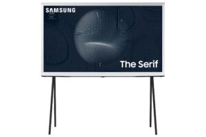 samsung 55-inch class the serif ls01b series - qled 4k, i-shaped design, anti-reflection matte display, -portable easel -stand, ambient mode+ smart -tv -w/ alexa built-in (qn55ls01bafxza,latest model)