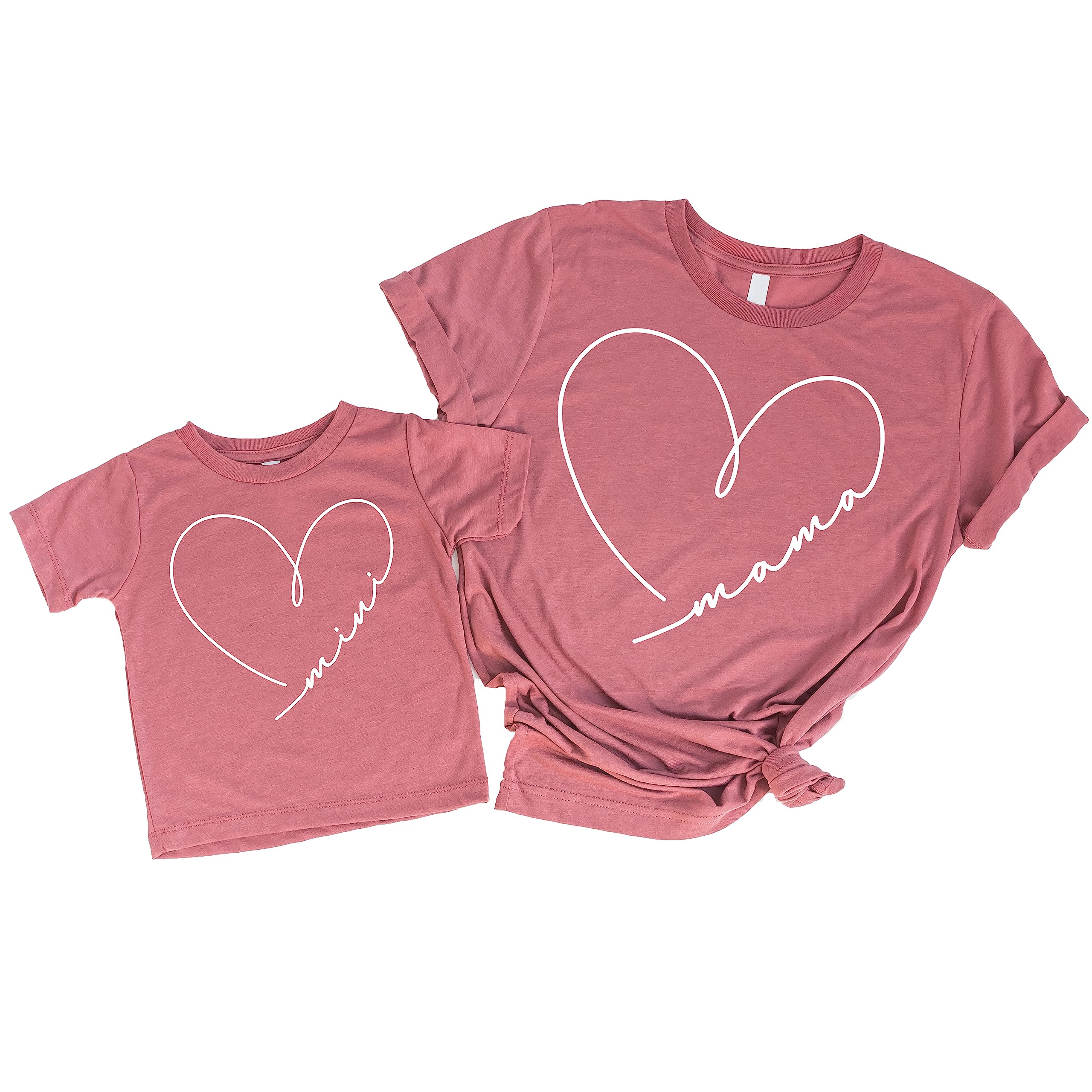 Olive Loves Apple Mommy & Me Matching Mama & Mini Doodle Heart Shirts & Bodysuits for Kids & Adults Mauve Shirt Adult Large