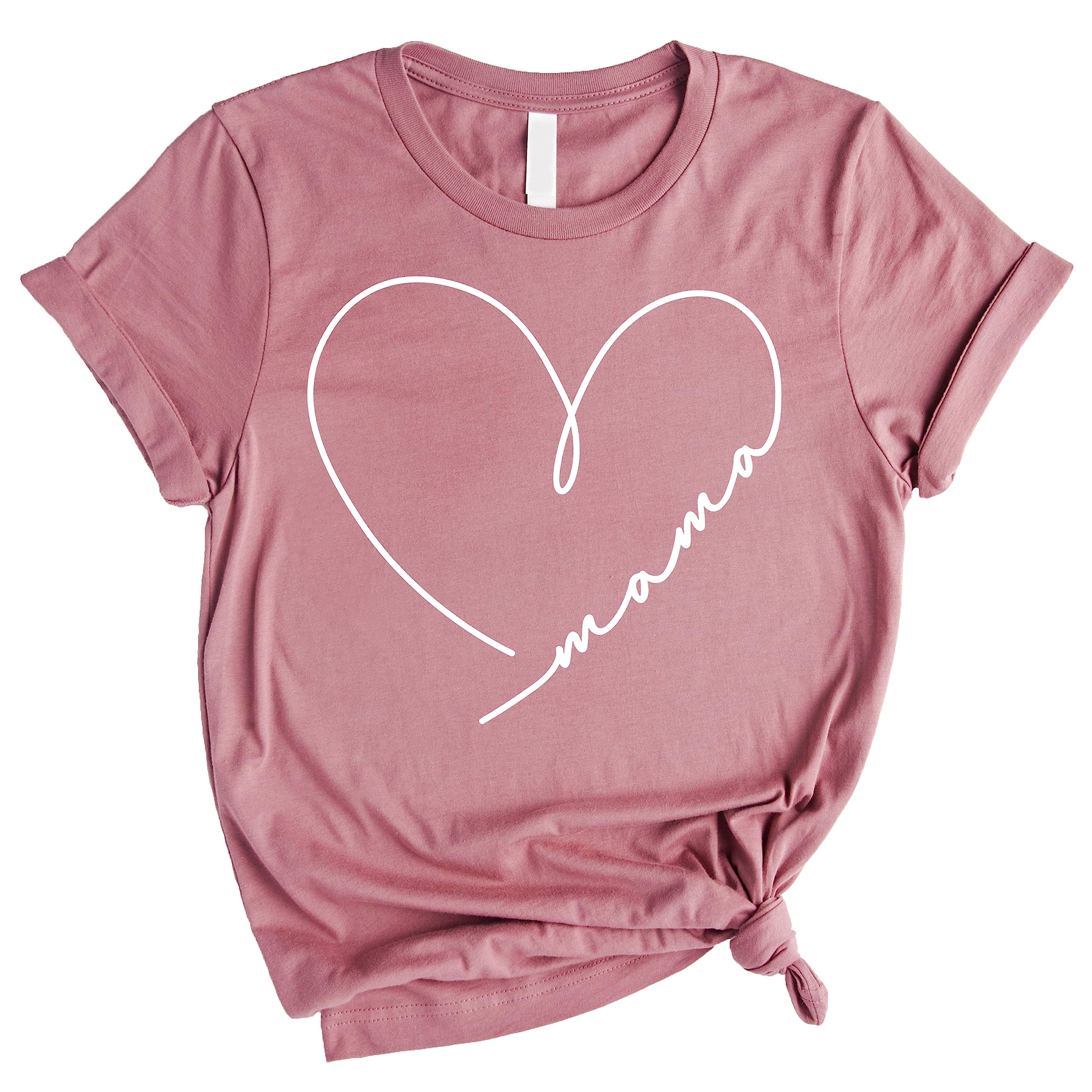 Olive Loves Apple Mommy & Me Matching Mama & Mini Doodle Heart Shirts & Bodysuits for Kids & Adults Mauve Shirt Adult Large