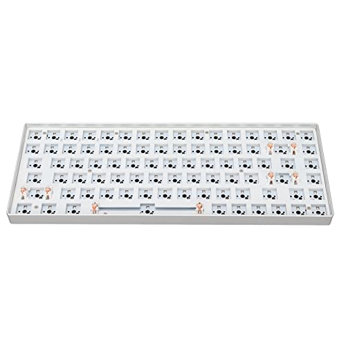 Yunseity DIY Mechanical Keyboard Kit, 84 Keys Custom RGB Hot Swap Keyboard Wired Gaming Keyboard with Keycap Puller and USB Cable Support 5 Pin Shaft 3 Pin Shaft(Silver White)