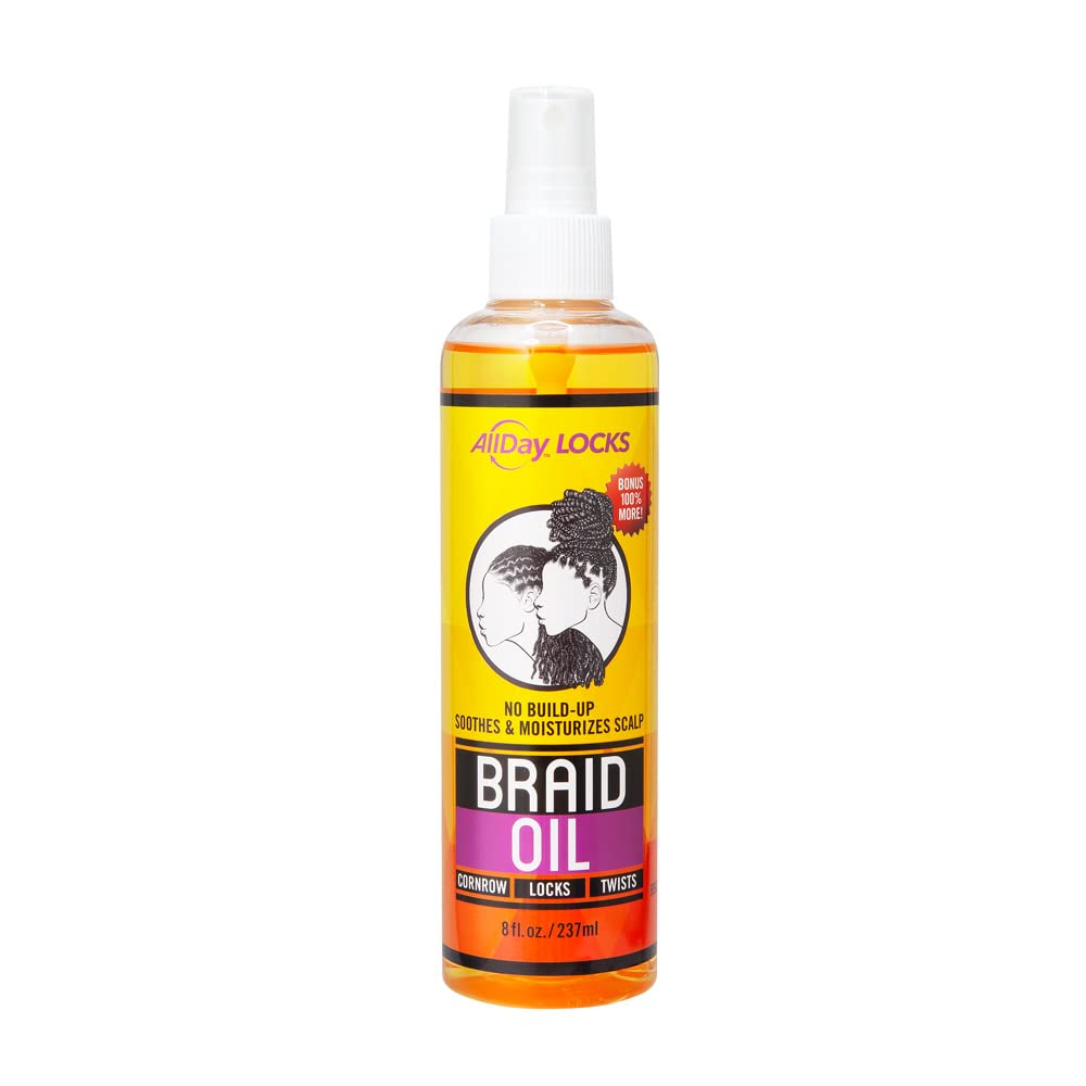 AllDay Locks Braid Oil | Soothes, Moisturizes Dry & Itchy Scalp | Nourishing, Soothing, Protecting Oil | Rejuvenates & Refreshes Braids, Locks, Twists, Cornrows | 8 oz