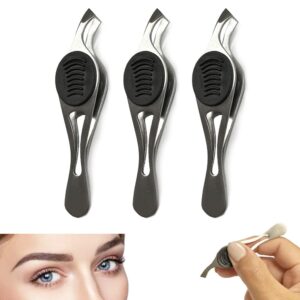 3 PC Professional Eyebrow Removal Tweezers Slant Tip Angled Precision Tip Grip