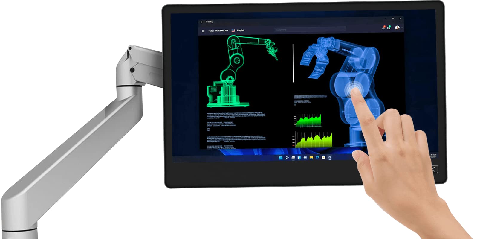 Gechic 13.3" T131A Industrial Touch Monitor, HDMI, USB-C Built-in Gain IC Long Transmission,VESA Mount,10-Finger high Immunity Touch,True-Flat Touchscreen for Embedded Device POS/Kiosk/Automation