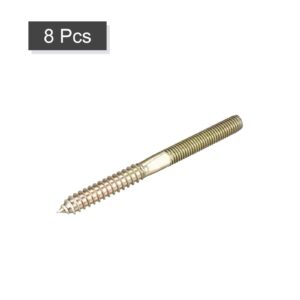 uxcell M10x120mm Hanger Bolts, 8pcs Double Ended Thread Dowel Screws for Wood Furniture