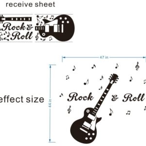 UILMNIY Music Guitar Rock and Roll Wall Decal Home Decor Kids Room Art Music Note Electric Guitar Wall Stickers Vinyl Removable Musical Instrument Wall mural For Boys Room Bedroom Decoration AFN26