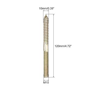 uxcell M10x120mm Hanger Bolts, 8pcs Double Ended Thread Dowel Screws for Wood Furniture