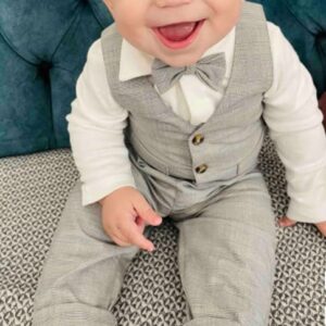 mini ROPA Baby Boys' Suits Gentleman Boys Wedding Outfit Set Vest and Bow Tie Baby Boy Set Special Day Baby Birthday Set (6-9 Months)…