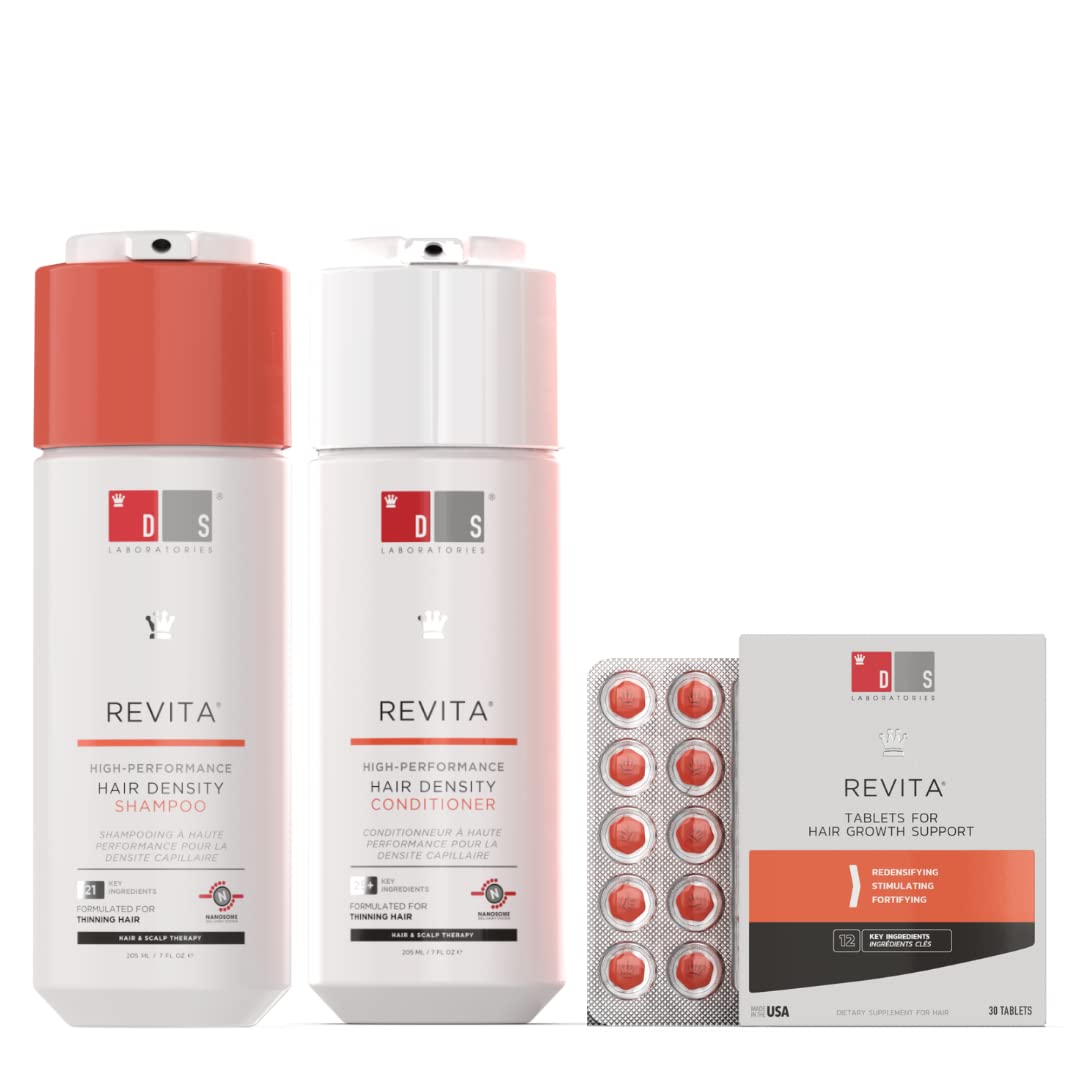 DS Laboratories Revita Shampoo and Conditioner Set & Revita Tablets, Hair Thickening Shampoo and Conditioner & Hair Vitamins for Thicker Hair Growth, Hair Care