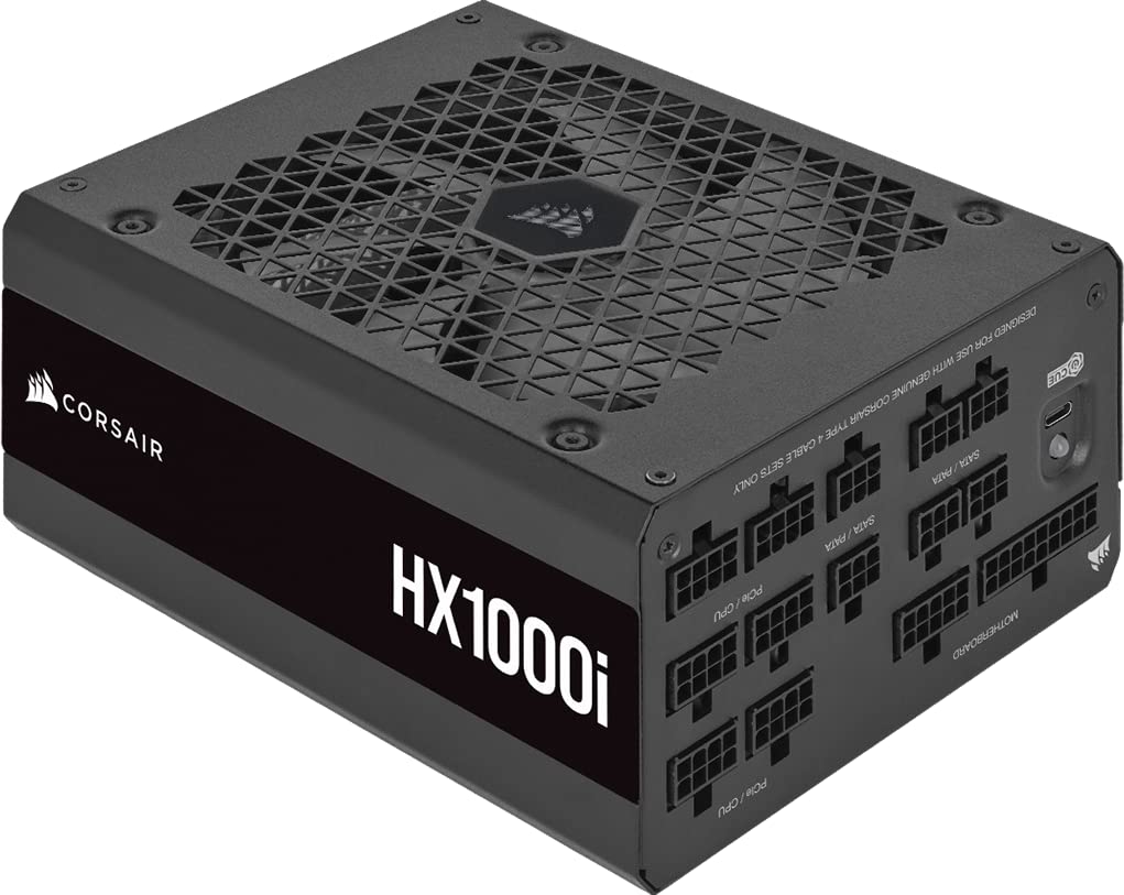 Corsair HX1000i, HXi Series, 80 PLUS Platinum Fully Modular Ultra-Low Noise ATX Digital Power Supply (Triple EPS12V Connectors, 140mm Fluid Dynamic Bearing Fan, Zero RPM Fan Mode) Black