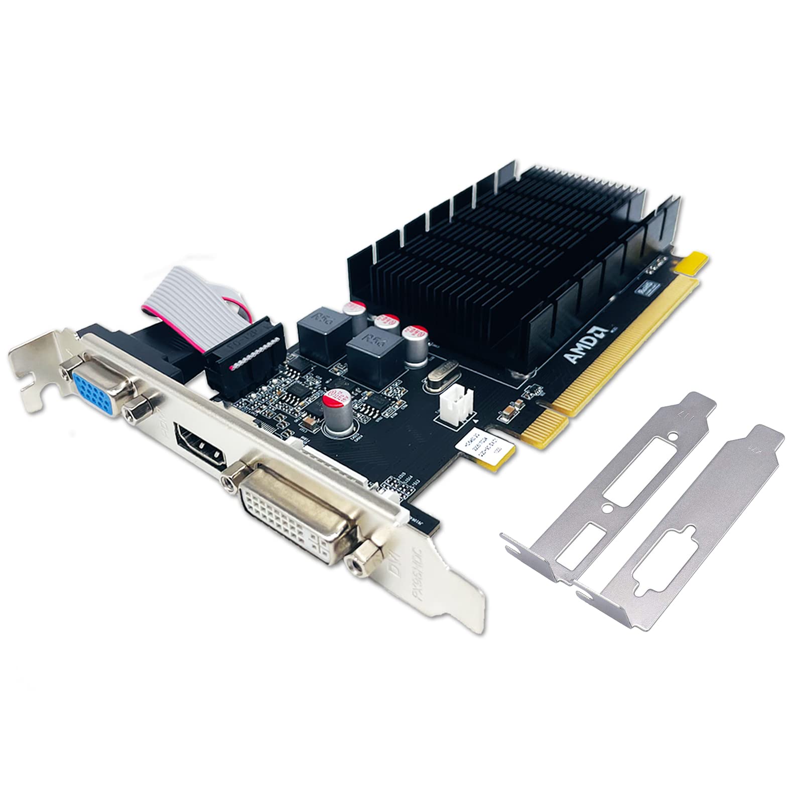 QTHREE Radeon HD 5450 Graphics Card,2GB,GDDR3,64 Bit,DVI,HDMI,VGA,Low Profile Video Card for PC,Computer GPU,PCI Express x16,DirectX 11,2 Monitors Support