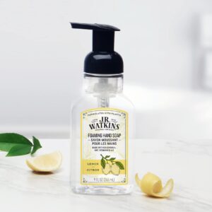 J.R. Watkins Foaming Hand Soap with Pump Dispenser, Moisturizing Foam Hand Wash, All Natural, Alcohol-Free, Cruelty-Free, USA Made, Lemon, 9 fl oz, 3 Pack