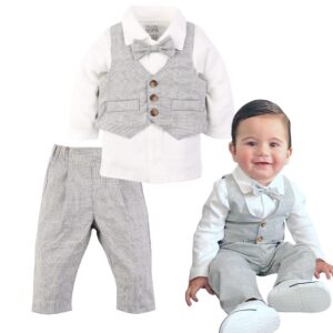 mini ropa baby boys' suits gentleman boys wedding outfit set vest and bow tie baby boy set special day baby birthday set (6-9 months)…