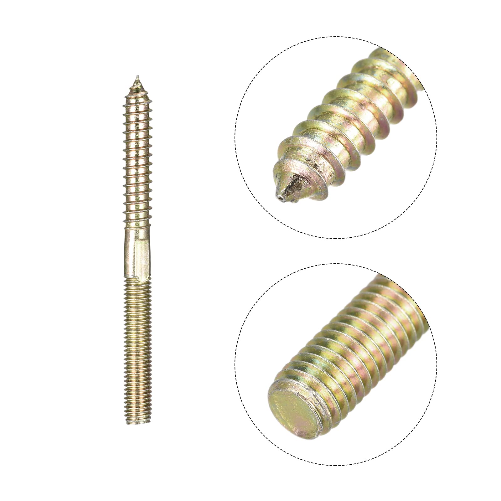 uxcell M10x120mm Hanger Bolts, 8pcs Double Ended Thread Dowel Screws for Wood Furniture