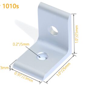 10Sets 1010 Series Aluminum Extrusion Corner Bracket Connectors,10pcs 1010 Aluminum Profile L Shaped Corner Brackets,with 20pcs Sliding T Nuts and Screws for 1010 Aluminum Extrusion Profile Hardware