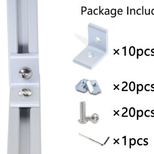 10Sets 1010 Series Aluminum Extrusion Corner Bracket Connectors,10pcs 1010 Aluminum Profile L Shaped Corner Brackets,with 20pcs Sliding T Nuts and Screws for 1010 Aluminum Extrusion Profile Hardware