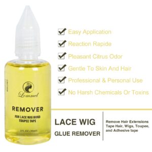 LOMMEL Lace Glue Strong Hold Wig Glue 1.3OZ Waterproof Lace Front Wig Glue Invisible Strong Bonding Lace Glue Latex-Free and Oil-Resistant Hair Glue (1.3OZ Wig Glue and 1.0OZ Wig Glue Romover)