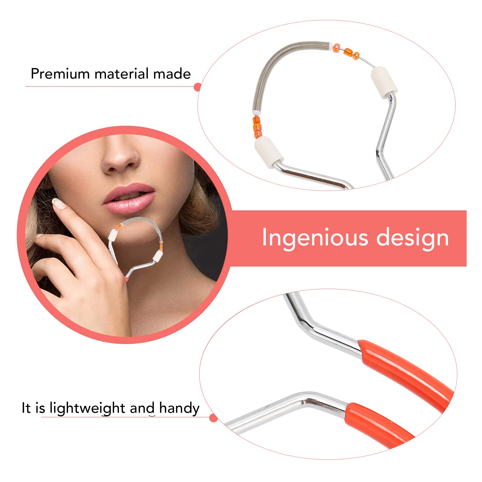 Spring Facial Hair Remover, Manual Epilator Spring, 3 Pcs Portable Manual Hair Removal Tool Spring Threading Epilator for Women Face Upper Lip Chin Cheeks