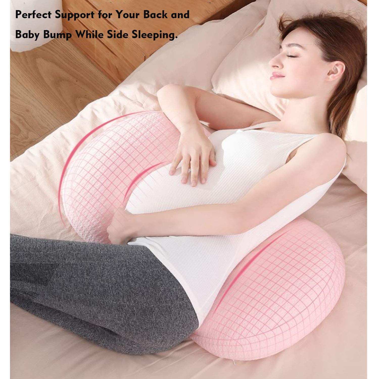 Luzly Pregnancy Pillow Side Sleeper Adjustable Maternity Pillows for Sleeping Snoogle Body Pillow Wedge for Back Pregnancy Gifts for First Time Moms