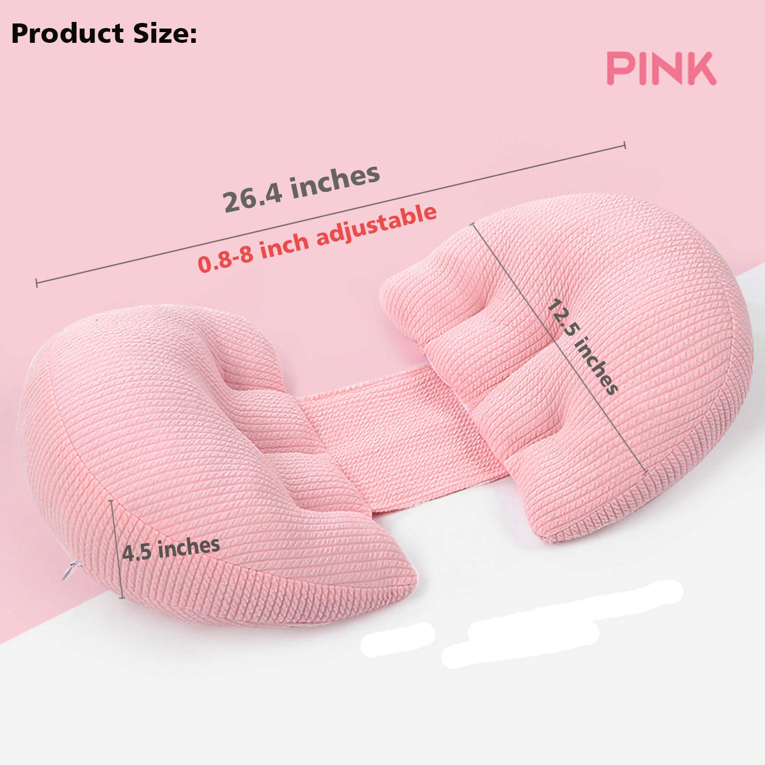 Luzly Pregnancy Pillow Side Sleeper Adjustable Maternity Pillows for Sleeping Snoogle Body Pillow Wedge for Back Pregnancy Gifts for First Time Moms