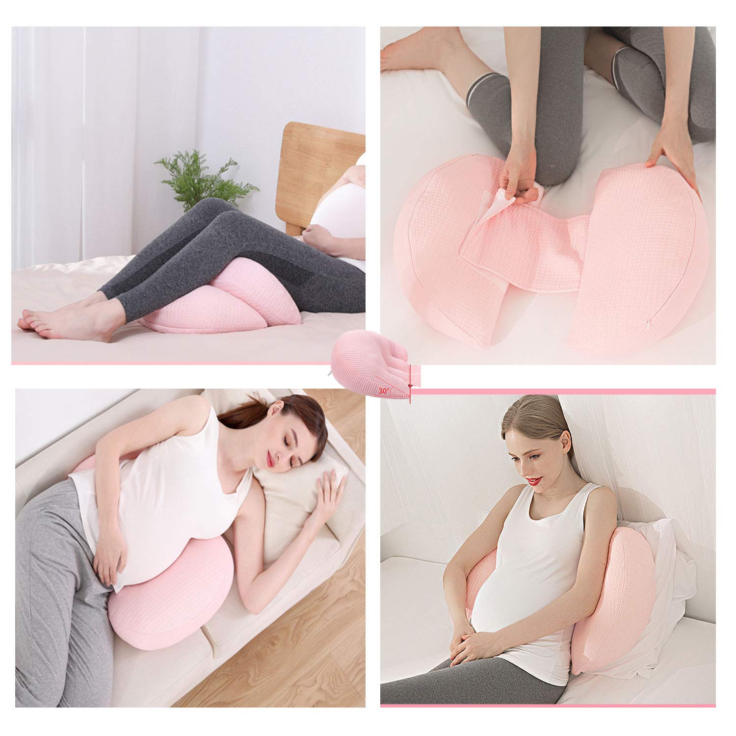 Luzly Pregnancy Pillow Side Sleeper Adjustable Maternity Pillows for Sleeping Snoogle Body Pillow Wedge for Back Pregnancy Gifts for First Time Moms