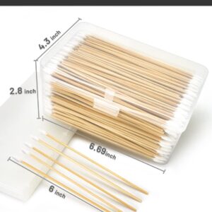 500PCS Precision Gun Cleaning Swabs, 6 Inch Pointed Cotton Swabs with Storage Case - Lint Free Sturdy Cotton Swabs with Bamboo Handle - Long Cotton Swab for Gun Cleaning, Makeup, Electronic