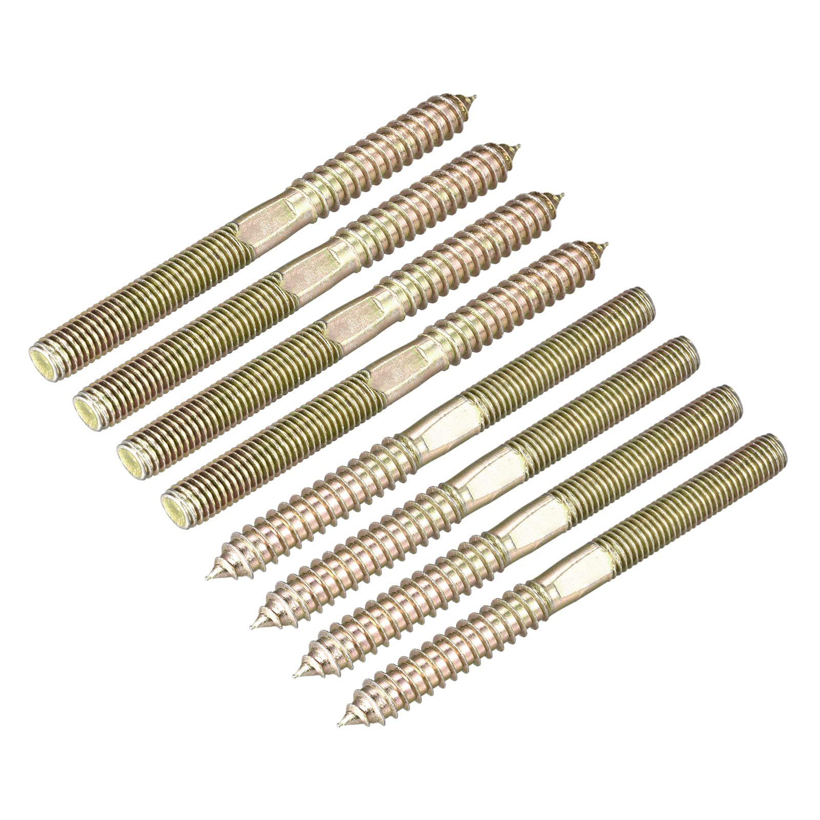 uxcell M10x120mm Hanger Bolts, 8pcs Double Ended Thread Dowel Screws for Wood Furniture