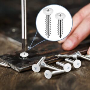 #8 White Screws Wood White Sheet Metal Screw Thread Truss Head Fast Self Tapping White Pan Cabinet Screws Wood Work for Wall Plates, 1/2 Inch, 3/4 Inch, 1 Inch (120)