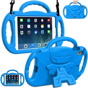 ltrop kids case for ipad mini 5/4/3/2/1, ipad mini 7.9 inch case with shoulder strap, shockproof handle kickstand case for ipad mini 5th/4th/3rd/2nd/1st generation for kids toddler boys girls, blue