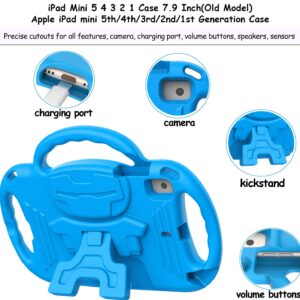 LTROP Kids Case for iPad Mini 5/4/3/2/1, iPad Mini 7.9 Inch Case with Shoulder Strap, Shockproof Handle Kickstand Case for iPad Mini 5th/4th/3rd/2nd/1st Generation for Kids Toddler Boys Girls, Blue