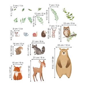 decalmile Woodland Animal Wall Decals Bundle with Fern Grass Border Wall Stickers Baby Nursery Kids Bedroom Wall Decor