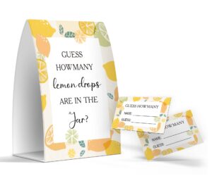 guess how many lemon drops are in the jar, baby shower games, baby shower decorations - one sign and 50 cards(many029)