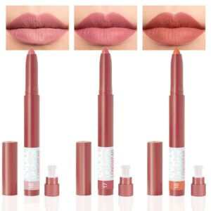 bingbrush 3 colors crayon matte longwear lipstick pack set,moisture smooth color stick ultimate lip crayon for makeup collection - nourishing lipstick with a matte finish waterproof velvet lipgloss lip stain