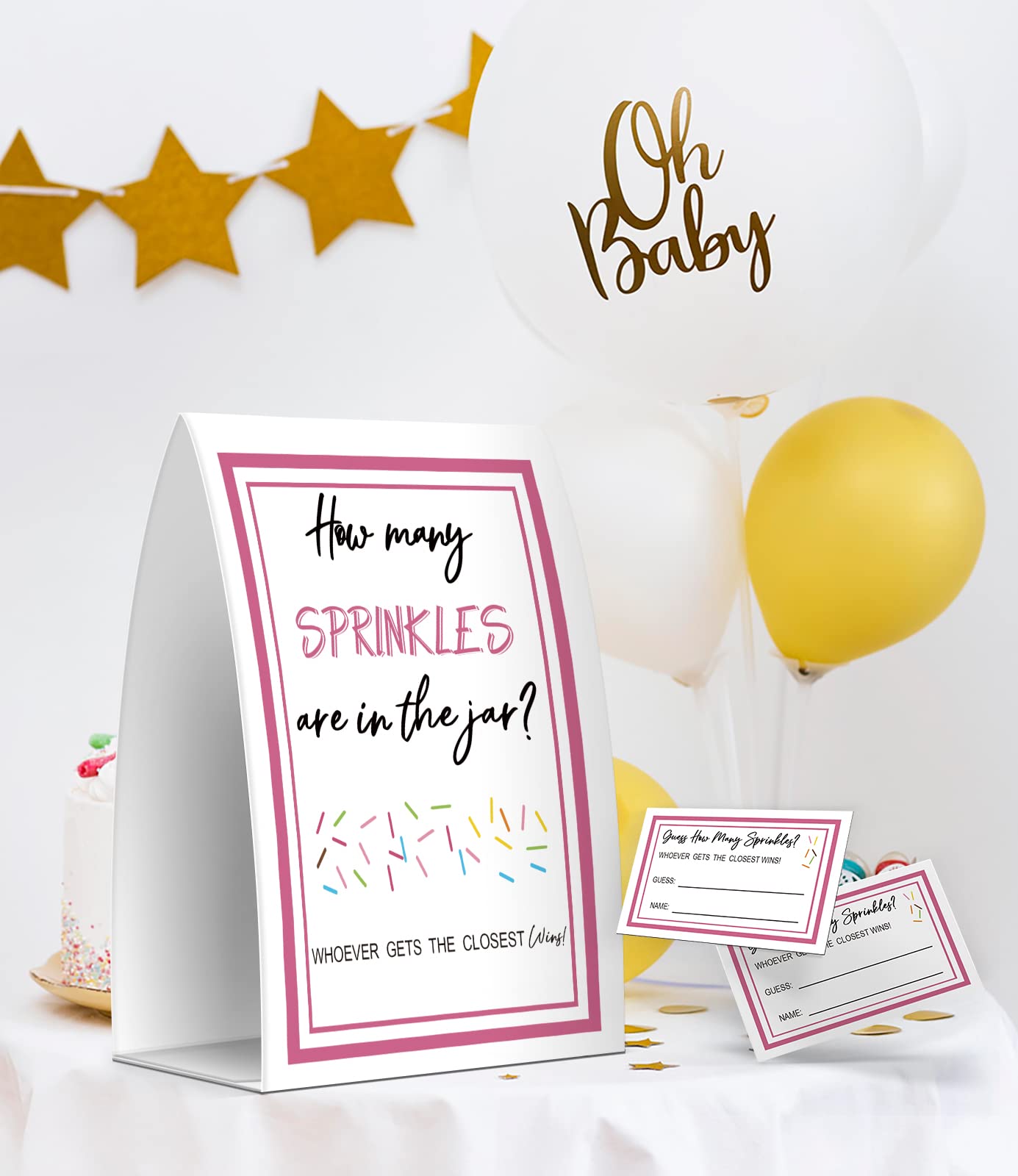 Guess How Many Sprinkles Are In The Jar, Baby Shower Games, Baby Shower Decorations - One Sign and 50 Cards(MANY022)