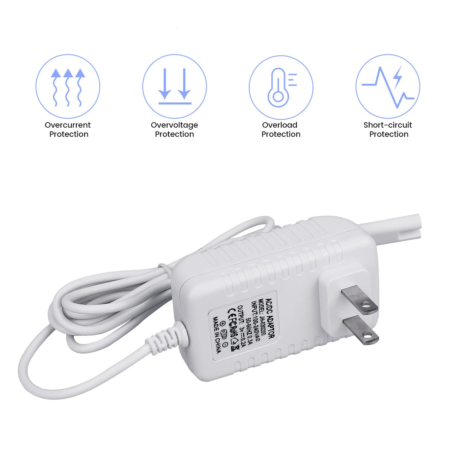 Charger Replacement for Waterpik Water Flosser WP360W WP462 WP450, Power Cord, 5ft, White