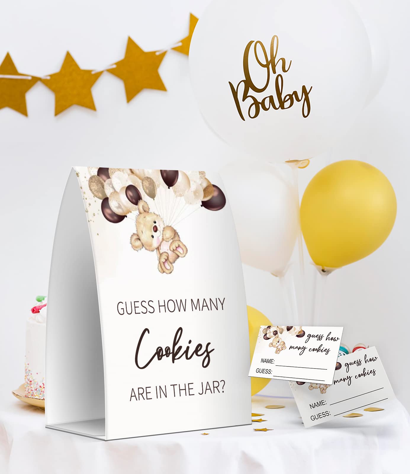 Guess How Many Cookies Are In The Jar, Baby Shower Games, Baby Shower Decorations - One Sign and 50 Cards(MANY026)