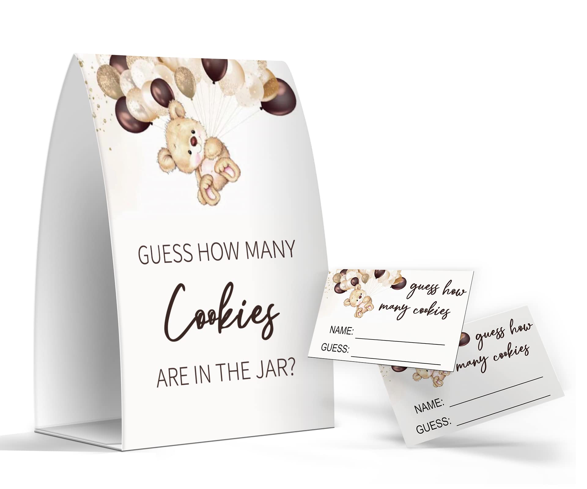 Guess How Many Cookies Are In The Jar, Baby Shower Games, Baby Shower Decorations - One Sign and 50 Cards(MANY026)