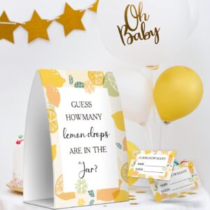 Guess How Many Lemon drops Are In The Jar, Baby Shower Games, Baby Shower Decorations - One Sign and 50 Cards(MANY029)