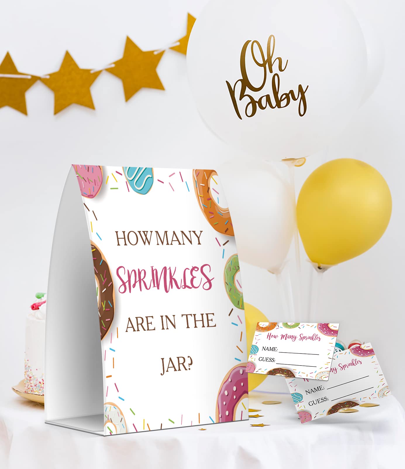 Guess How Many Sprinkles Are In The Jar, Baby Shower Games, Baby Shower Decorations - One Sign and 50 Cards(MANY016)