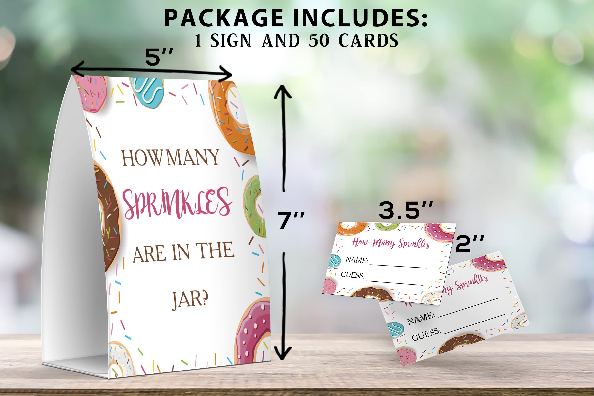 Guess How Many Sprinkles Are In The Jar, Baby Shower Games, Baby Shower Decorations - One Sign and 50 Cards(MANY016)