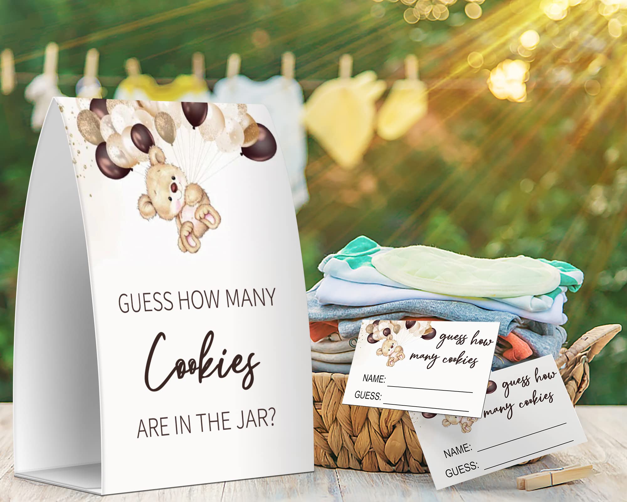 Guess How Many Cookies Are In The Jar, Baby Shower Games, Baby Shower Decorations - One Sign and 50 Cards(MANY026)