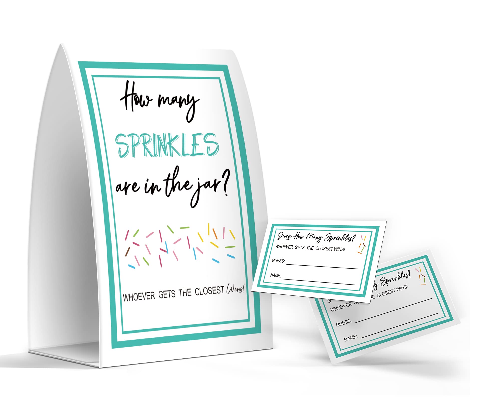 Guess How Many Sprinkles Are In The Jar, Baby Shower Games, Baby Shower Decorations - One Sign and 50 Cards(MANY023)