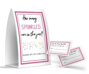 guess how many sprinkles are in the jar, baby shower games, baby shower decorations - one sign and 50 cards(many022)