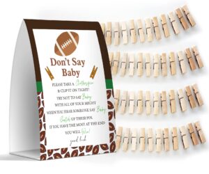 don't say baby set - one 5x7 sign and 50 mini clothespins, baby shower games, baby shower decoration, gender neutral baby shower - msjb031