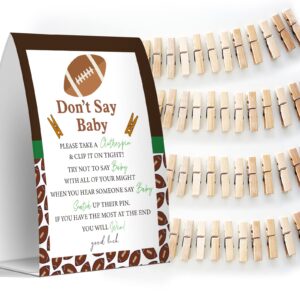 Don't Say Baby Set - One 5x7 Sign and 50 Mini Clothespins, Baby Shower Games, Baby Shower Decoration, Gender Neutral Baby Shower - MsJb031