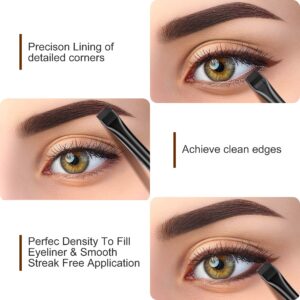 AQUEEN Eyeliner Brush-3 PCS Precision Gel Fine Eyeliner Brush-Ultra Thin Flat and Angled Eyeliner Brush, Premium Quality Soft Eyeliner Brushes for Makeup Tools.(Black)