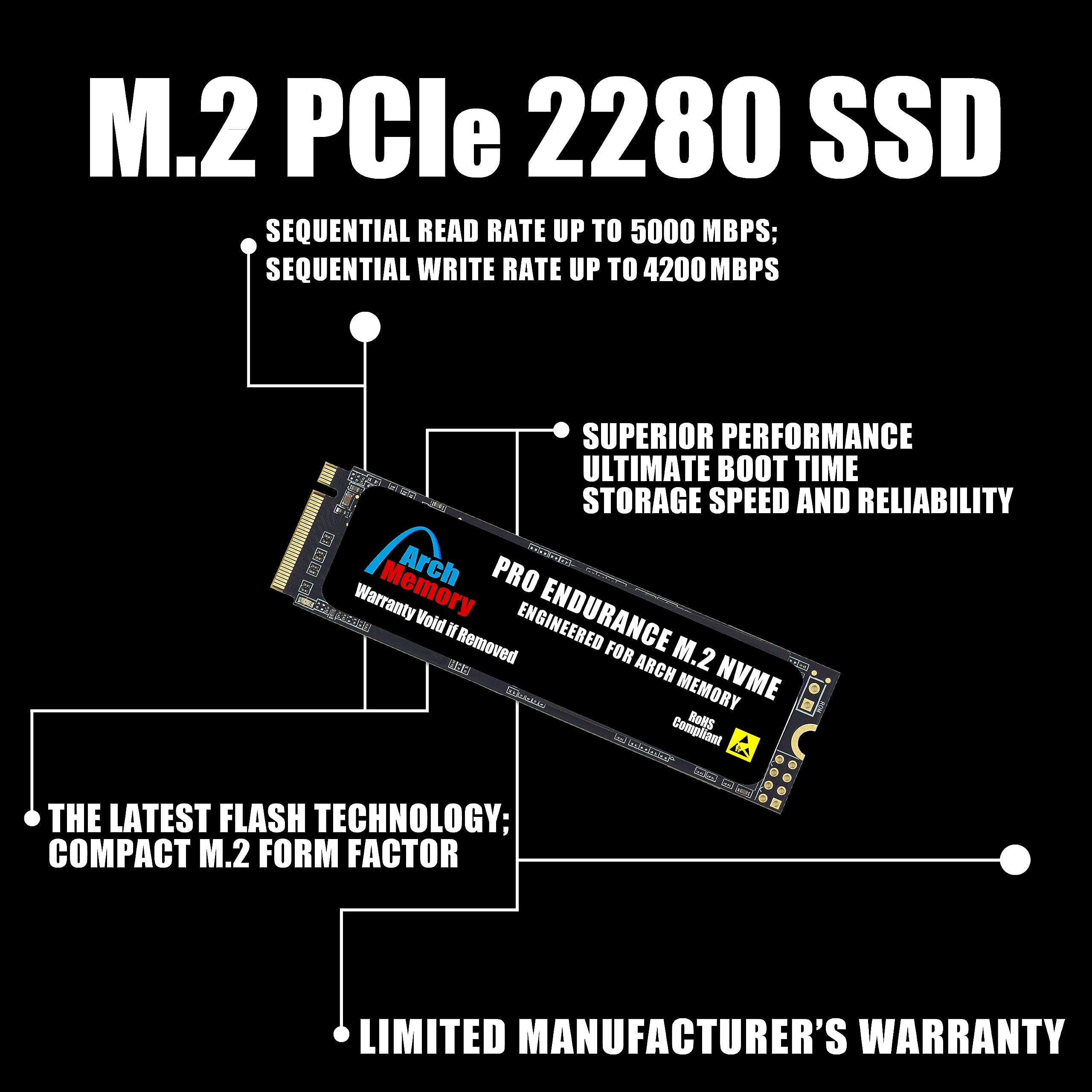 Arch Memory Replacement for Dell SNP112284P/2TB AB400209 2TB M.2 2280 PCIe (4.0 x4) NVMe Solid State Drive for Inspiron 14 5400 2-in-1