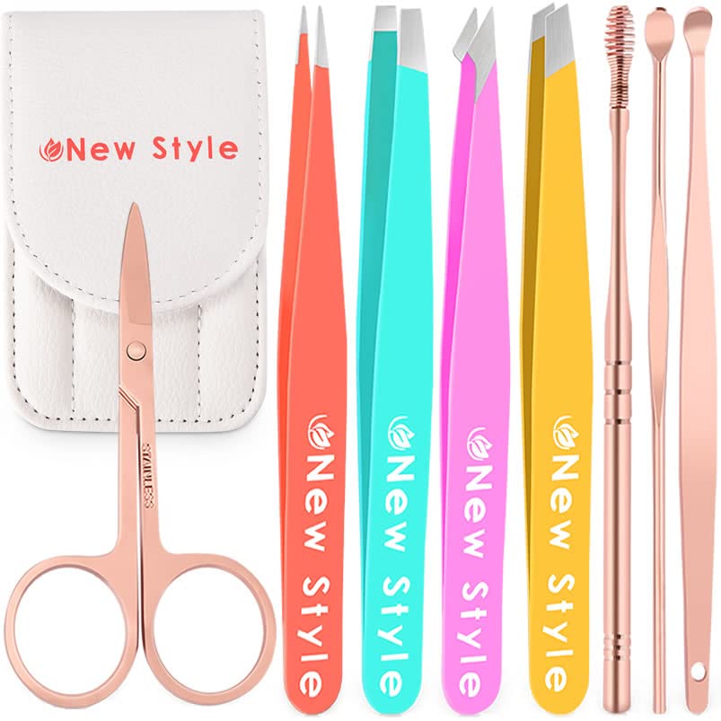 New Style Tweezers Set, Multicolored Combo Pack, with Accessories and Press-Button Pouch